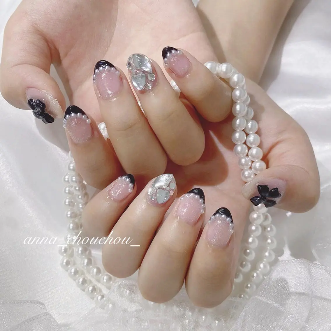 ネイル フレンチネイル リボン Anna Sano⭐️のネイルデザイン