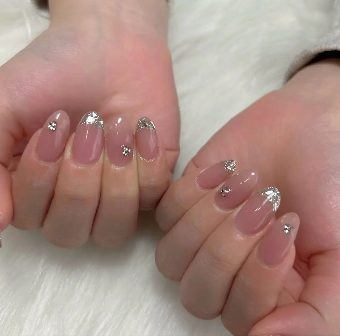 ネイル フレンチネイル ガラスフレンチ 韓国ネイル ワンホンネイル ハンドネイル Jadenail kokoroのネイルデザイン