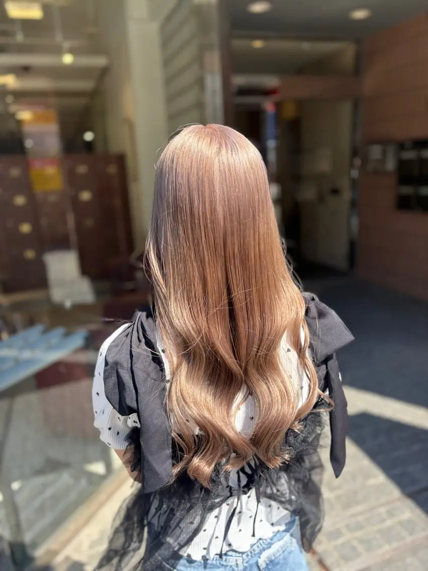 ロング カラー カット ヘアカラー トリートメント 🍒ブリーチカラー 🍊暖水 まりあのヘアスタイル