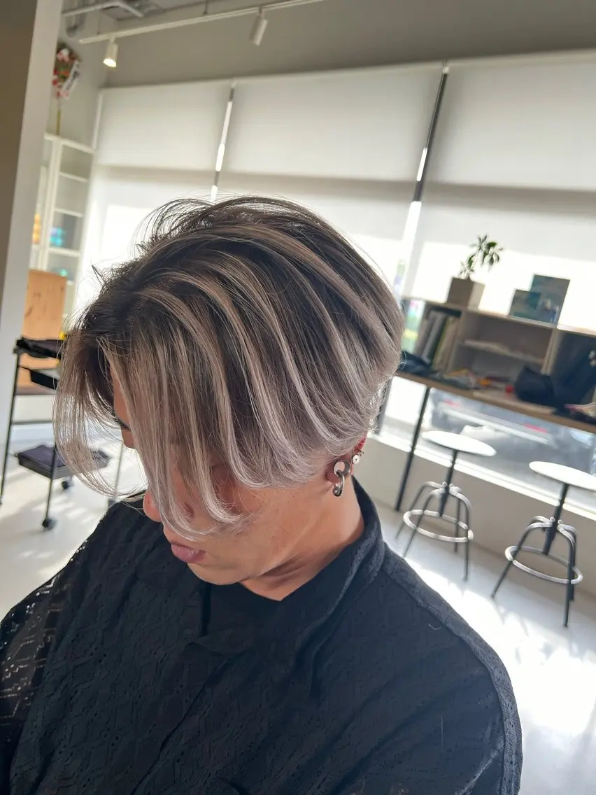 ミディアム カラー パーマ ヘアアレンジ メンズ Re.Rize加古川 メンズカラー特化のヘアスタイル