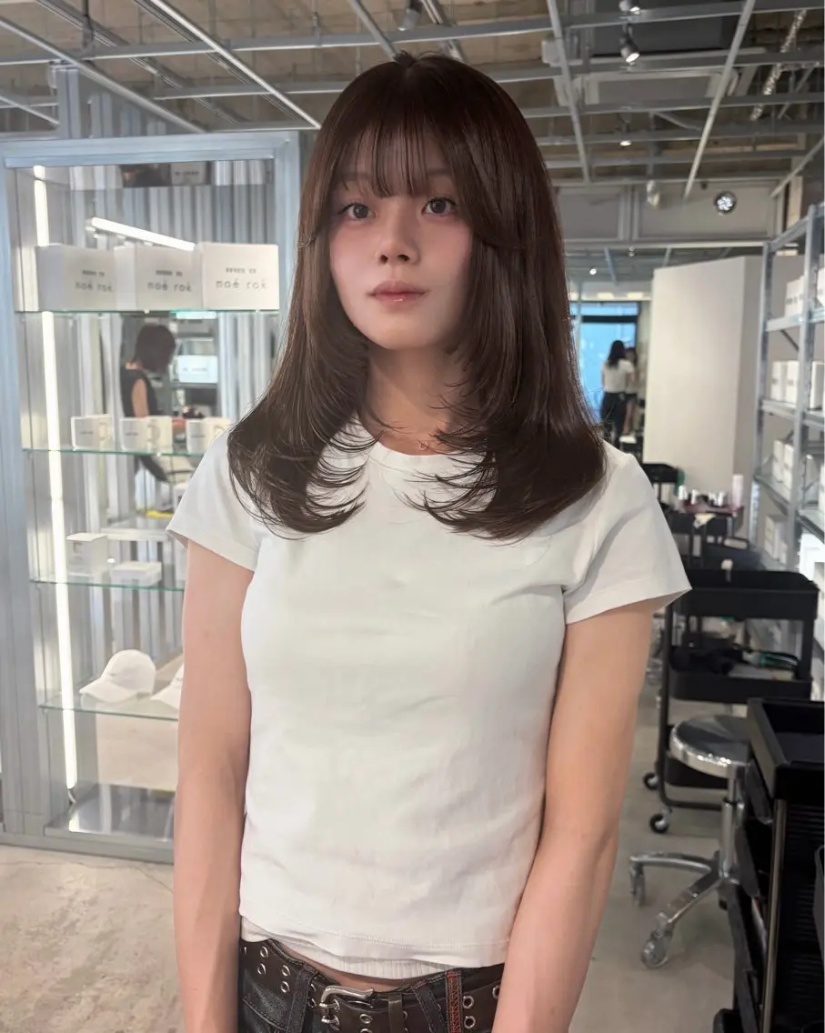 ミディアム カット トリートメント ダブルカラー/レイヤ ーカット 🤍ゆきなのヘアスタイル