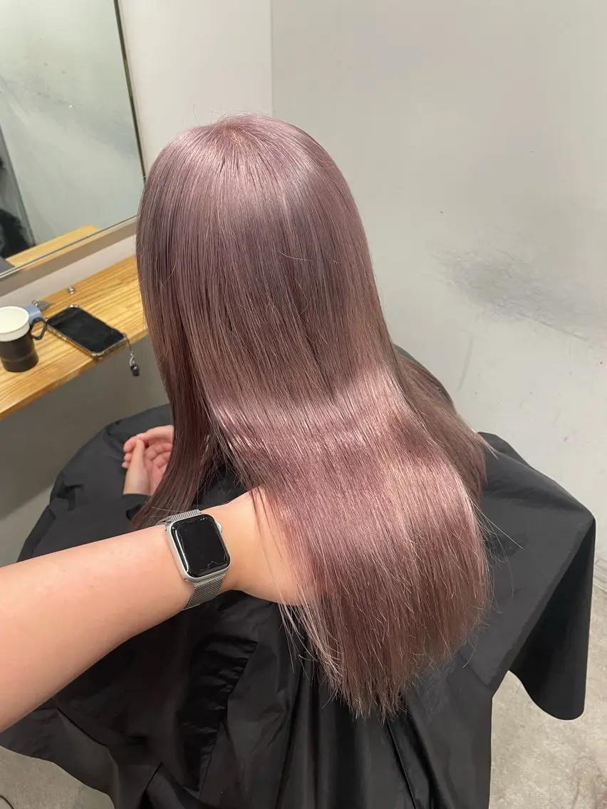 セミロング カラー ベージュカラー ラベンダーカラー ラベンダーベージュ ピンクカラー ピンクラベンダー カット ヘアカラー トリートメント REINA ISHIDOのヘアスタイル