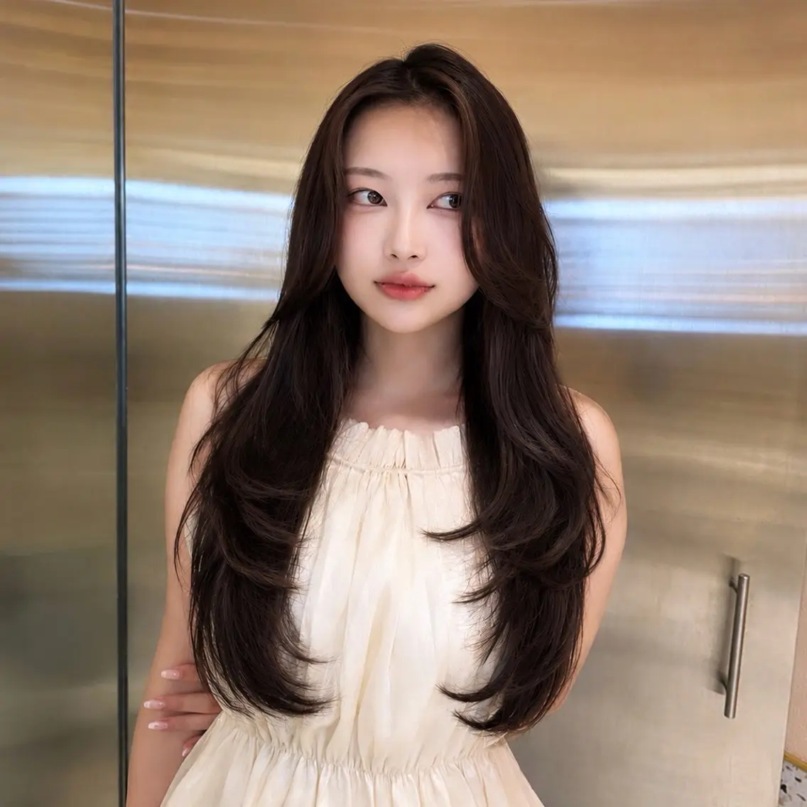 ロング レイヤーカット カット ヘアカラー トリートメント 🎀しゅな/韓国 レイヤー/うる艶のヘアスタイル