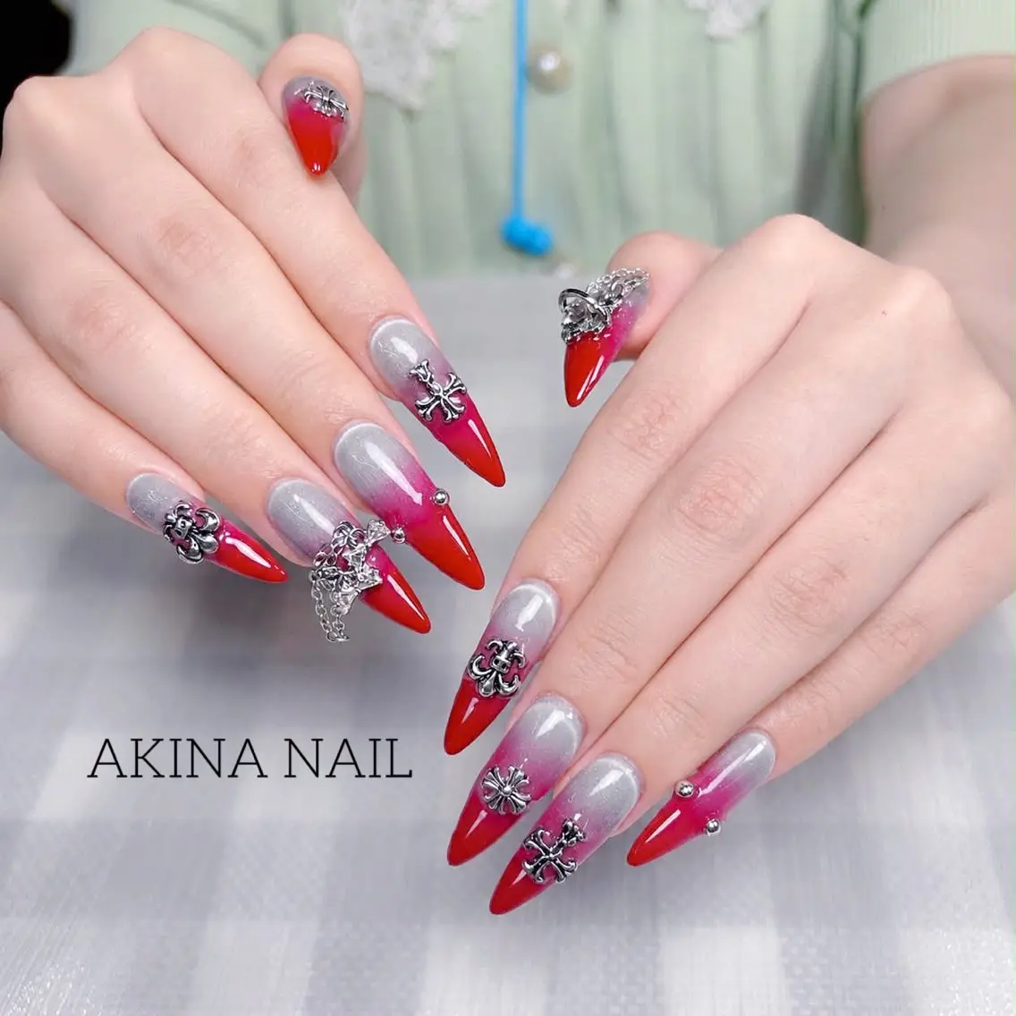 ロング 韓国風ヘア ハンドネイル Akina Nail 亀戸のネイルデザイン