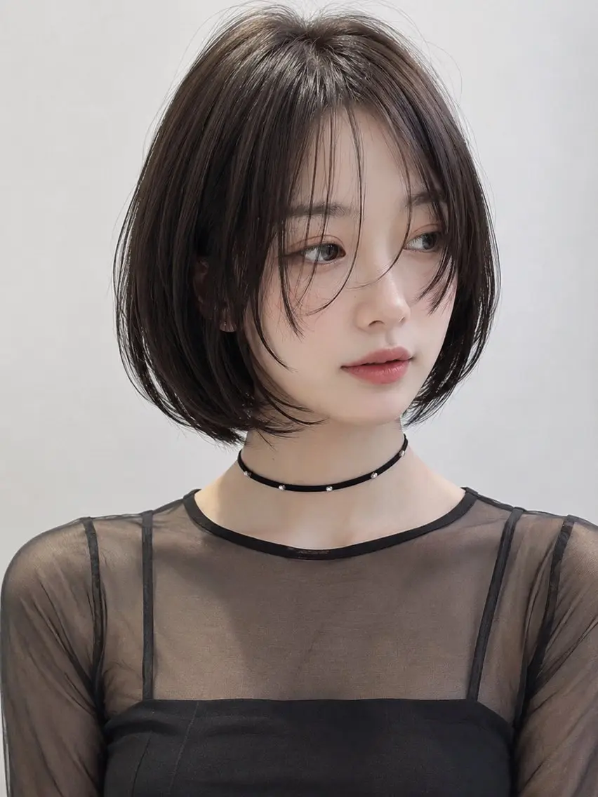 ミディアム ボブ 髪質改善 韓国風ヘア レイヤーカット 縮毛矯正 カット ヘアカラー 髪質改善/レイヤー/ 佐藤　舞🌷🫧のヘアスタイル