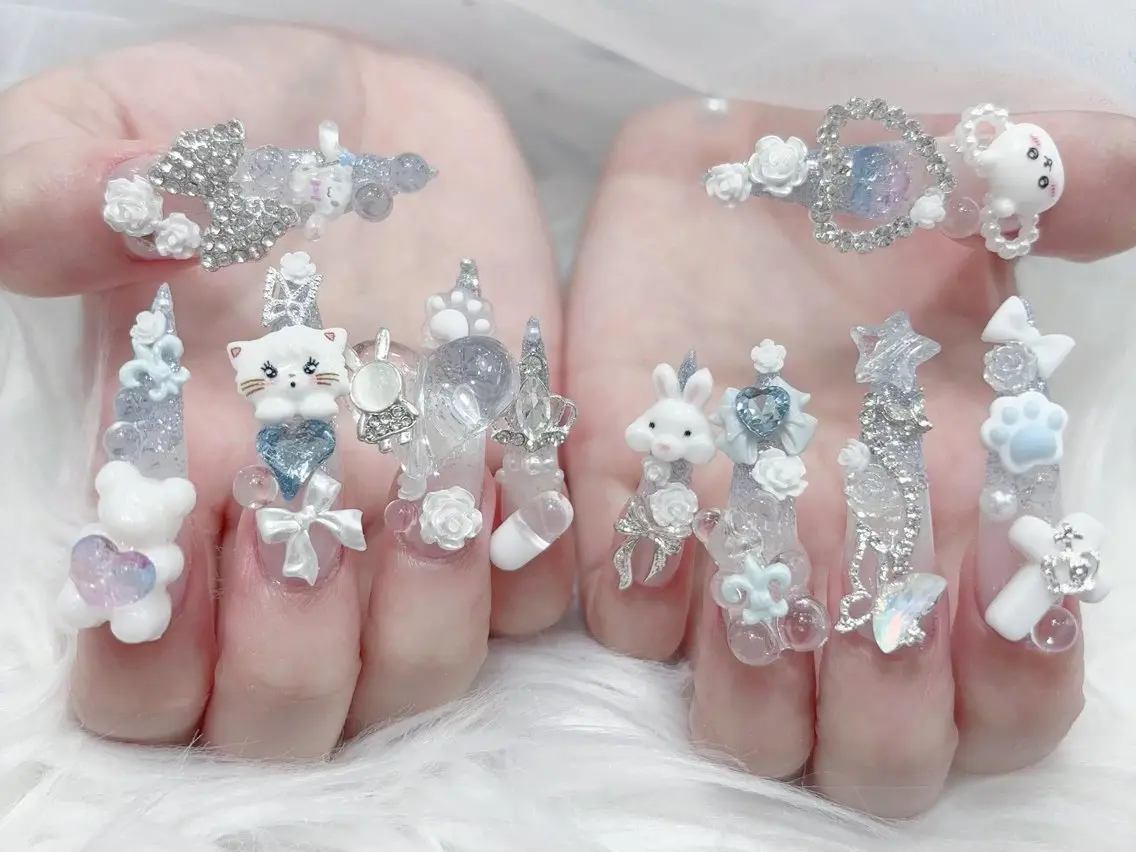 ネイル 成人式 大理石ネイル(マーブル) リボン 夏ネイル ネイルチップ ハンドネイル ハンドケア MIO🌸Nail スカルプ専門店のネイルデザイン