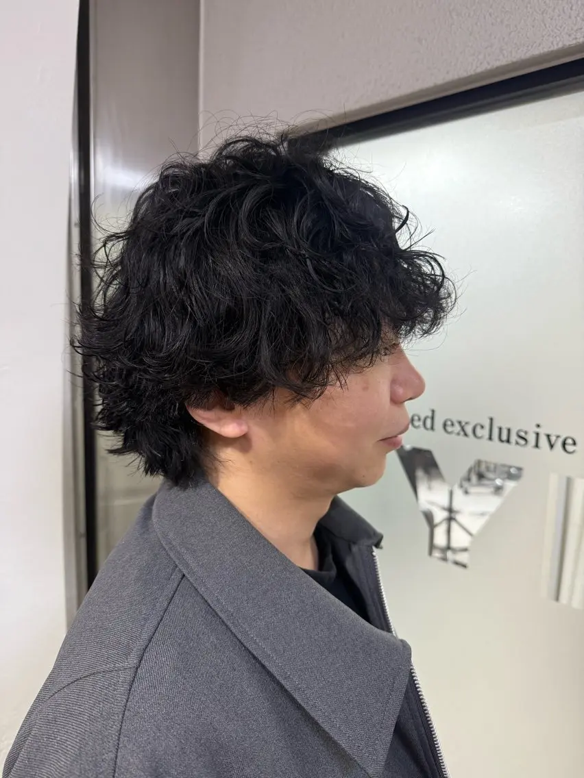 ミディアム パーマ メンズ メンズデザイナー/ 尾上数馬/桂駅前1分のヘアスタイル