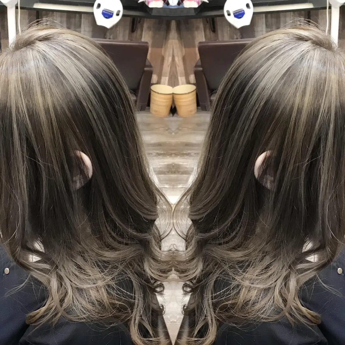 セミロング カラー ヘアカラー ヘアセット KIRA スズキ タクヤ／店長のヘアスタイル