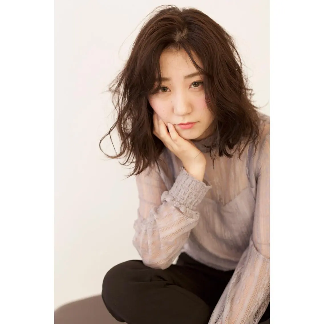 セミロング カラー イルミナカラー ボブ fio マナミのヘアスタイル
