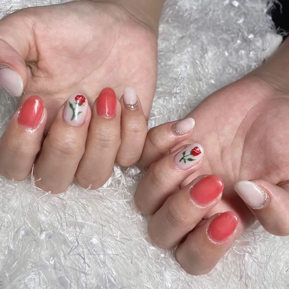 ネイル オーロラネイル 長さ出し ジェルネイル グラデーション 韓国ネイル ハンドネイル Nail&eye Belire 新宿のネイルデザイン