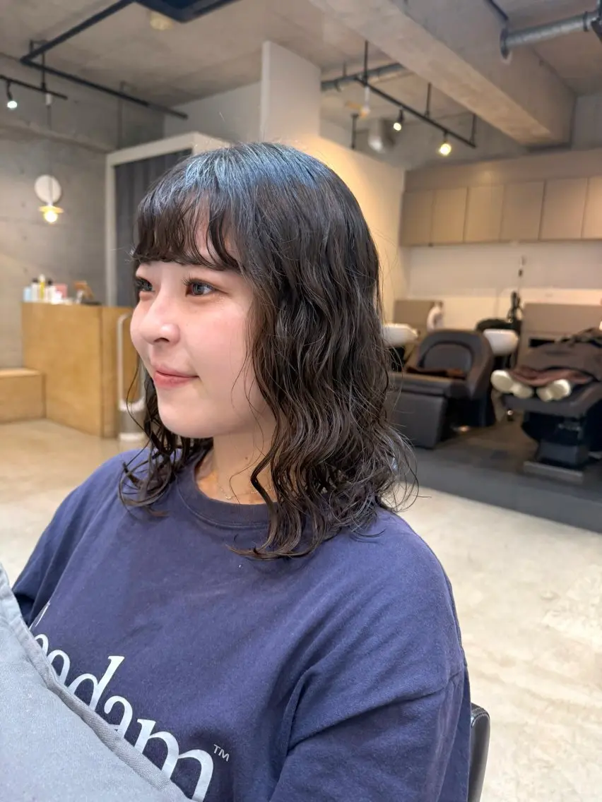 ミディアム カット パーマ トリートメント 【表参道】似合わせ パーマ/神野 楓のヘアスタイル