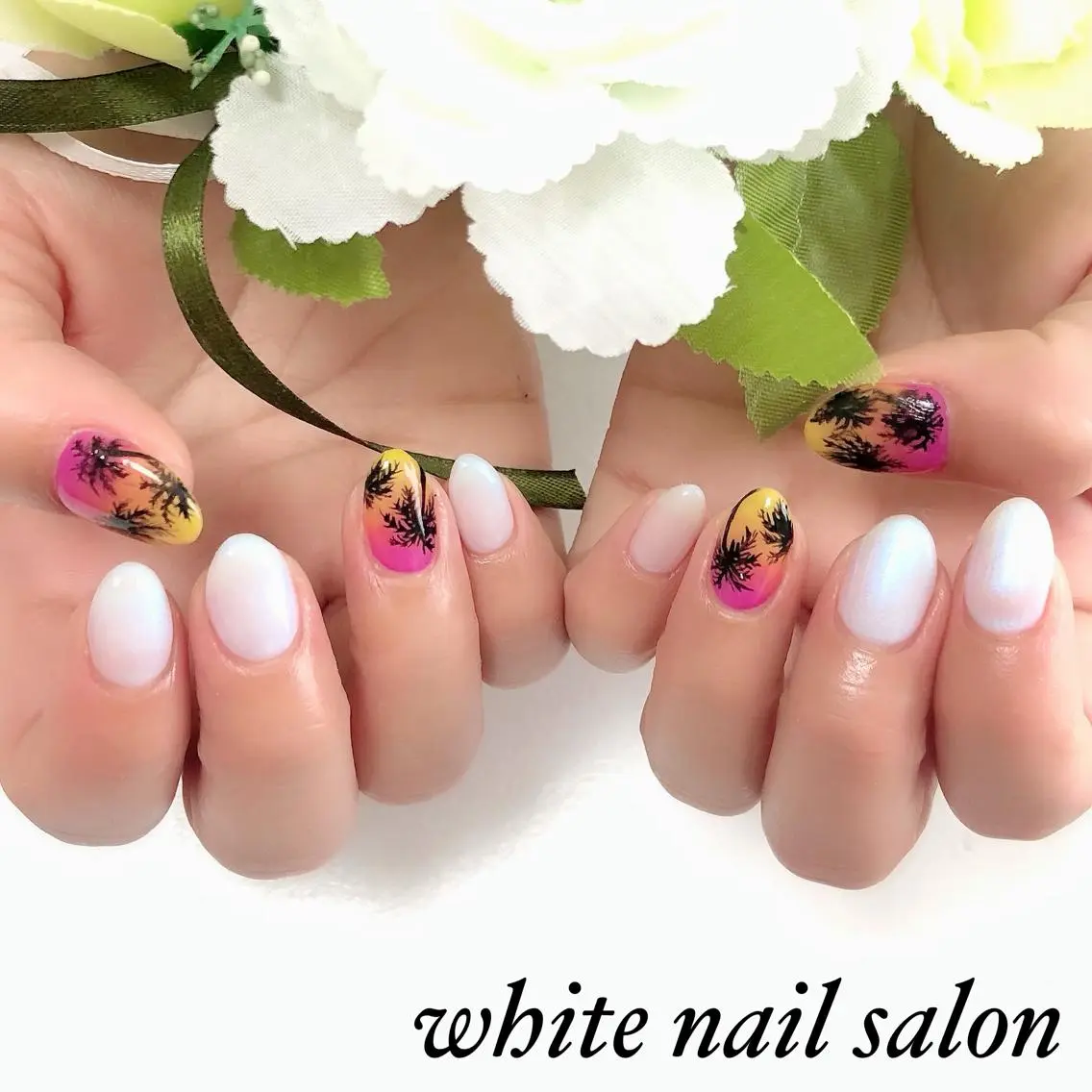 ネイル アートネイル フレンチネイル ジェルネイル ハードジェル 持ち込み ハンドネイル white nail salonのネイルデザイン