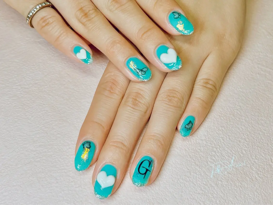 ネイル ジェルネイル ハート スカルプネイル T&A nailのネイルデザイン