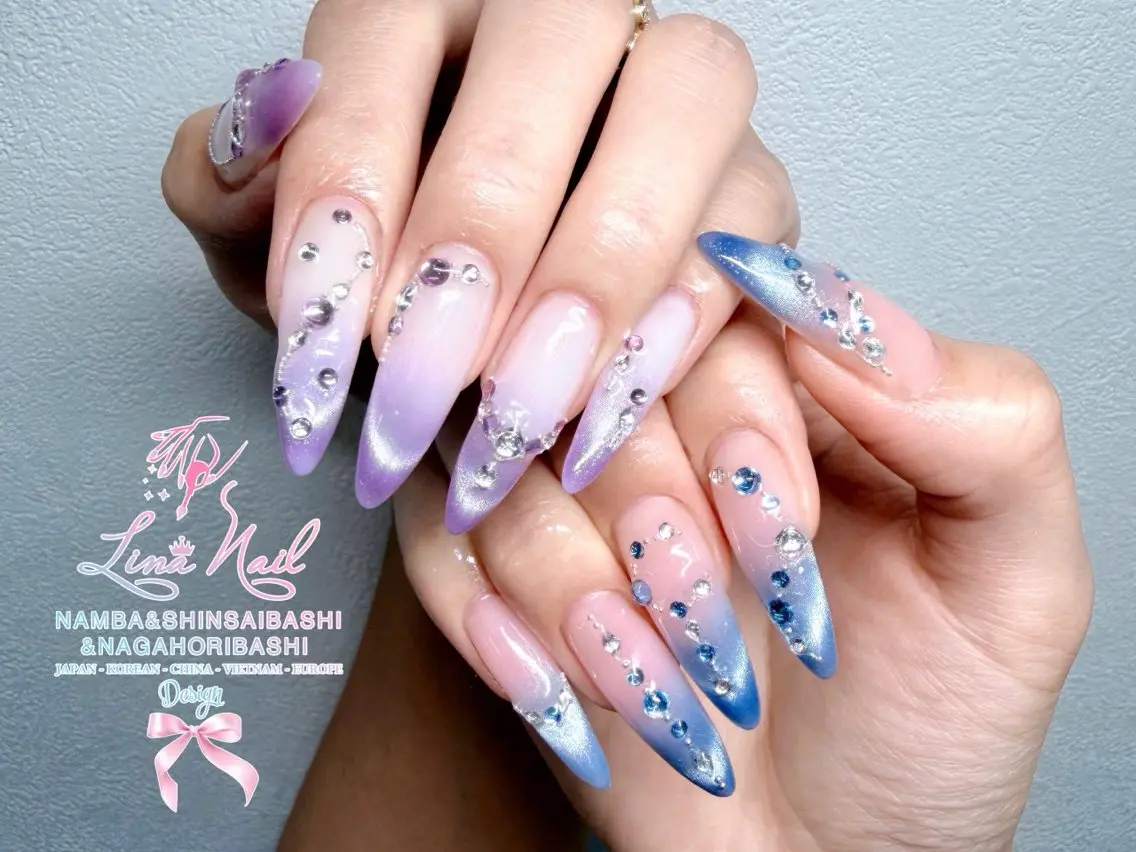セミロング ハンドネイル Linanail Nambaのマツエク・マツパデザイン