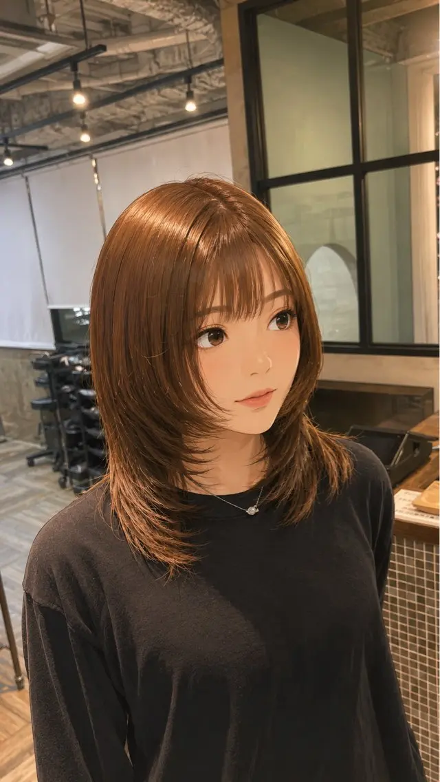 ミディアム ハイレイヤー レイヤーカット 国府田 裕のヘアスタイル