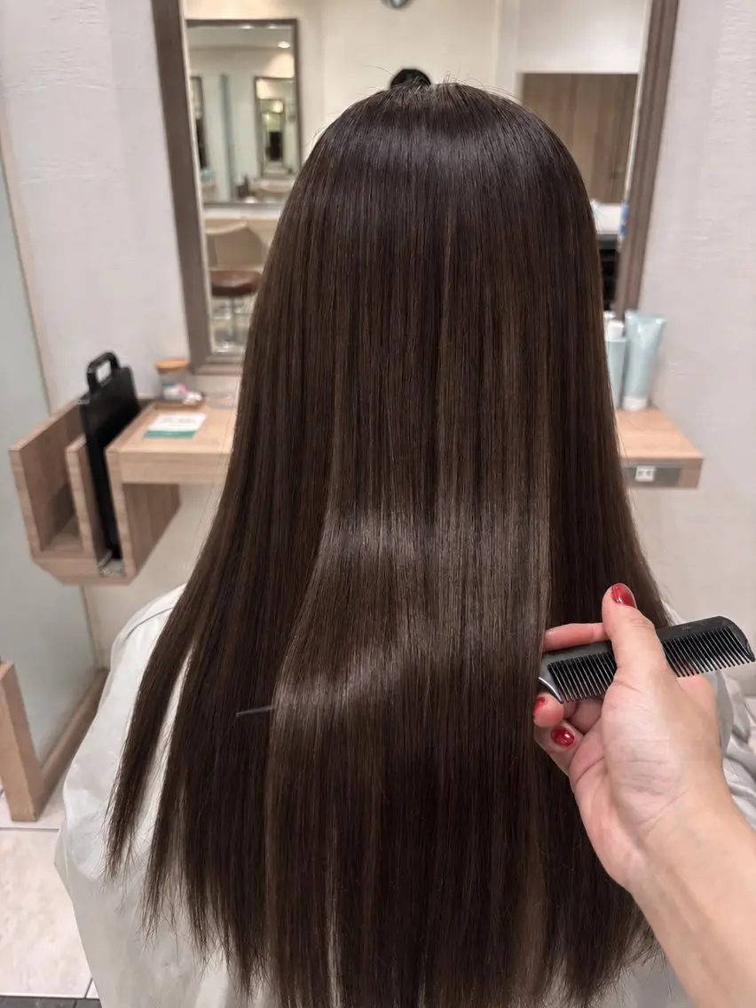 ロング チョコレートブラウン ヘアカラー 🍒Ash国立 阿部妃南🍒のヘアスタイル