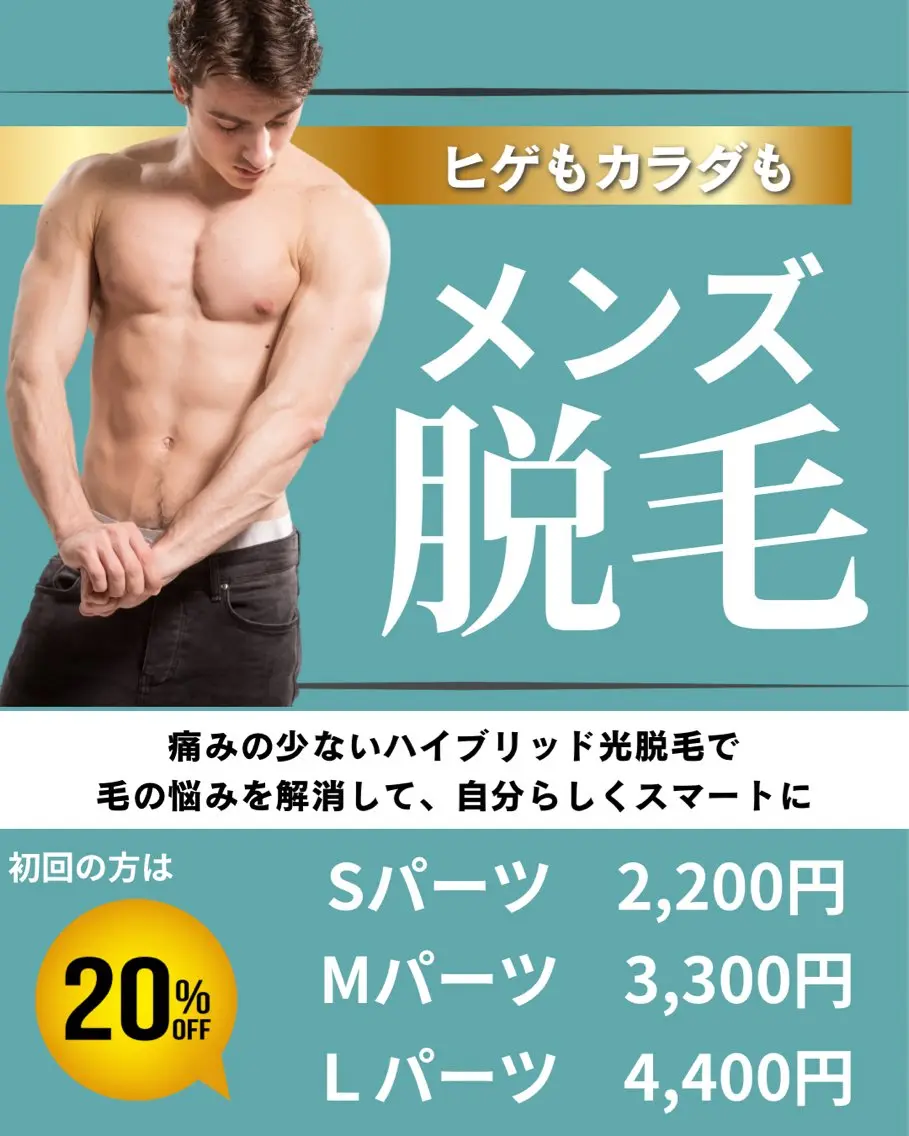 メンズ脱毛Sパーツ! 初回20%offの写真