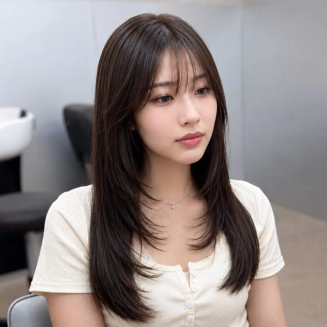 ロング カット ヘアカラー トリートメント ✨レイヤーカット✨ 顔まわり✂️鎌倉楓麻のヘアスタイル