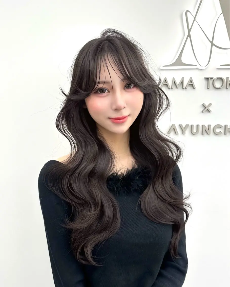 ロング カラー 顔周りカット サイドバング 小顔カット カット ヘアカラー トリートメント 🇰🇷韓国風くびれ ヘア🇰🇷中村優大のヘアスタイル
