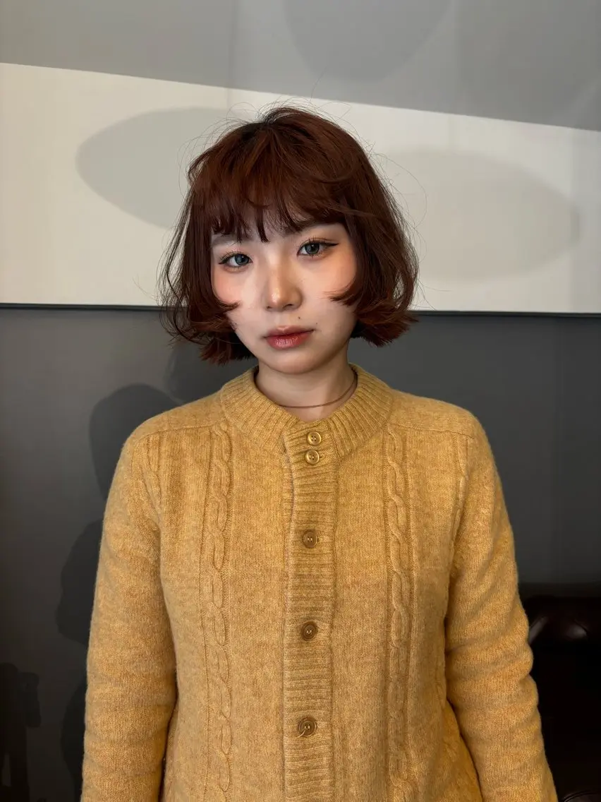 カラー ヘアカラー トリートメント ブリーチなしカラー/ ボブ//おとは🌱のヘアスタイル
