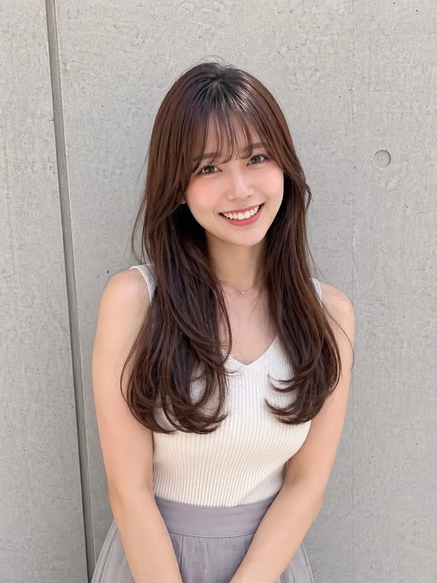 ロング カラー ヘアカラー 宇梶 千愛のヘアスタイル