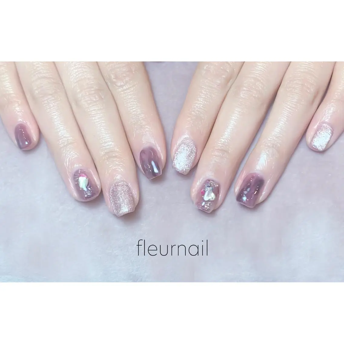 ネイル ブルー 成人式 長さ出し ジェルネイル ニュアンスネイル ハンドネイル fleurnail miuraのネイルデザイン