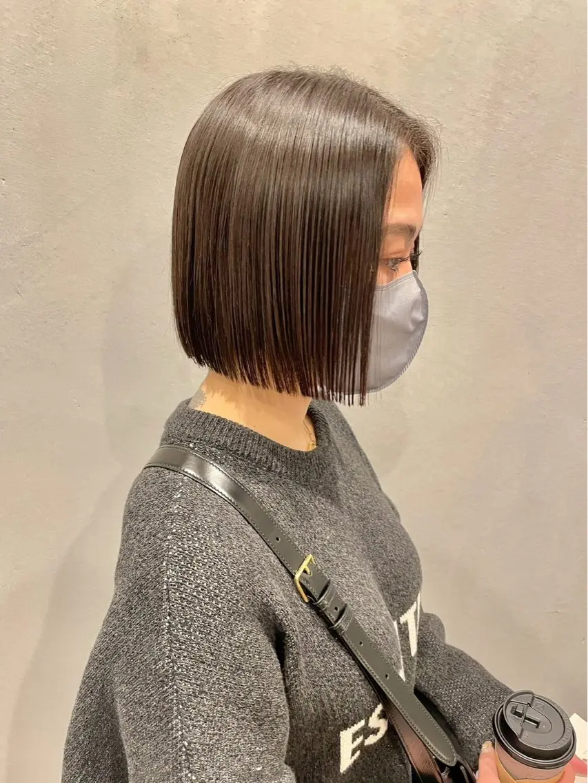 ショート カット ヘアカラー トリートメント ボブ/透明感カラー 長岡/三浦めい🌟のヘアスタイル