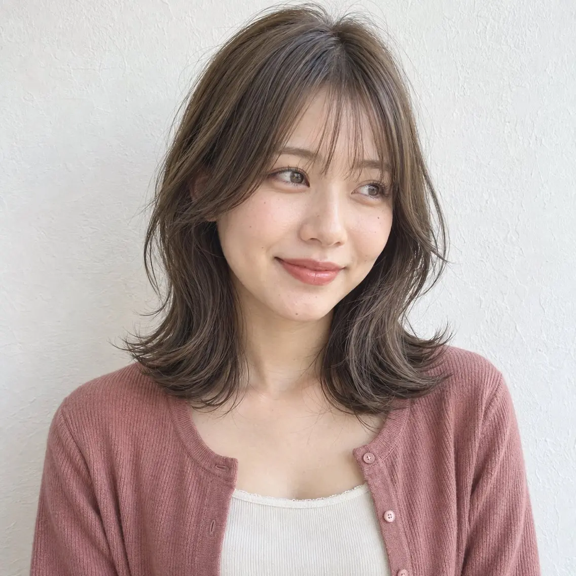 ミディアム カラー ミディアムレイヤー レイヤーカット 外ハネヘア カット ヘアカラー トリートメント 銀座/モテ🤍垢抜け レイヤー/あさみのヘアスタイル
