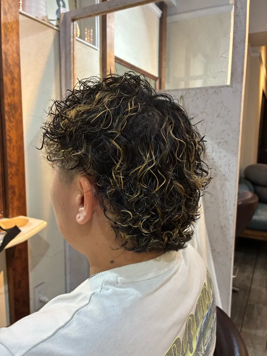 パーマ メンズ メンズパーマ マレットヘア カット パーマ トリートメント 鈴木 英治のヘアスタイル