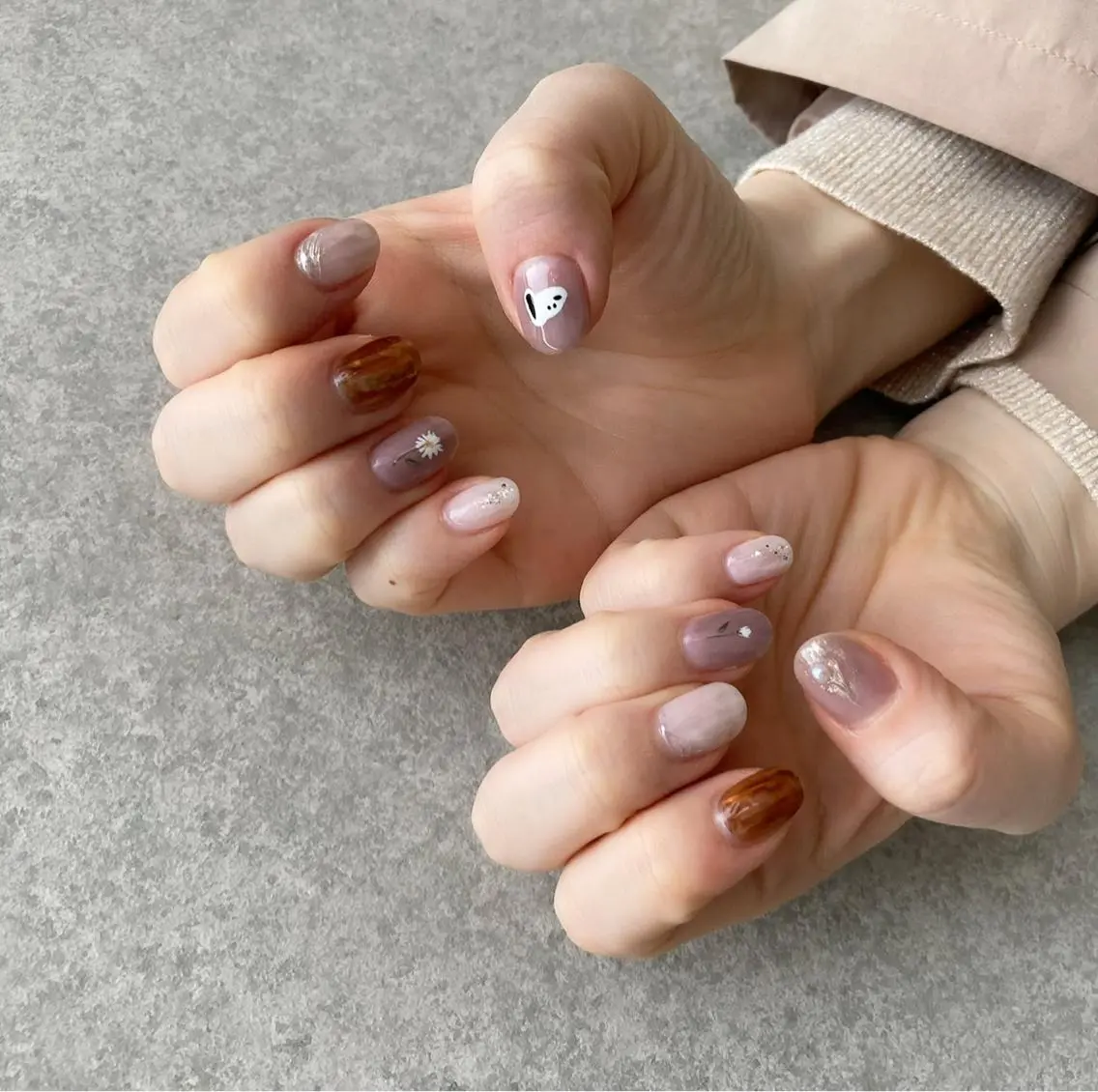 ネイル アートネイル 長さ出し ジェルネイル マットネイル ミラーネイル ハンドネイル nail salon Soeurのネイルデザイン