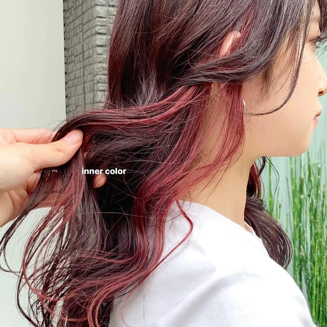 ミディアム カラー ヘアアレンジ インナーカラー レッドカラー パーマ/暖色/ボブ イワタテ🇰🇷のヘアスタイル
