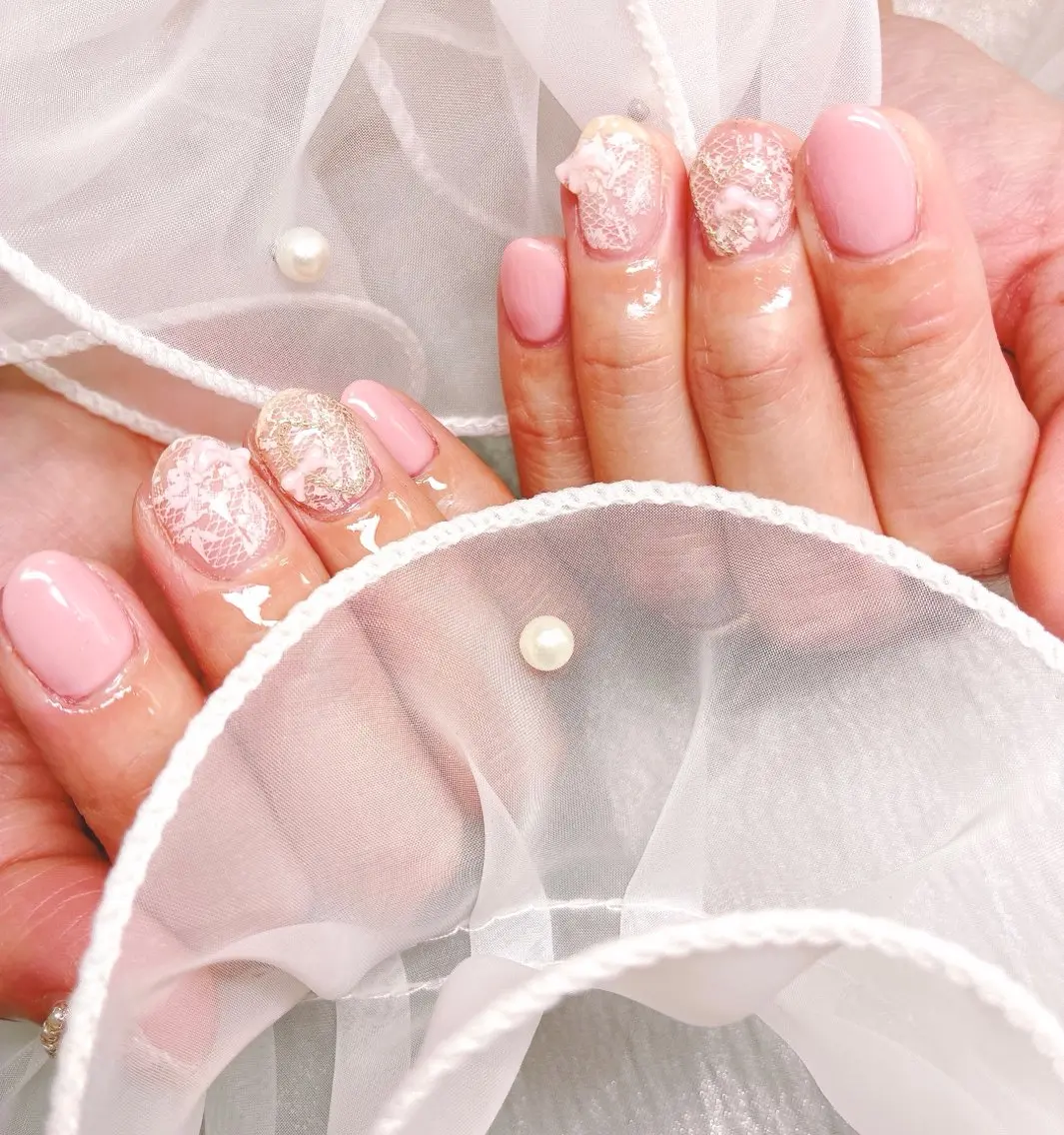 ネイル ガーリー レース ハンドネイル ハンドケア GAL_NAIL Miraiのネイルデザイン