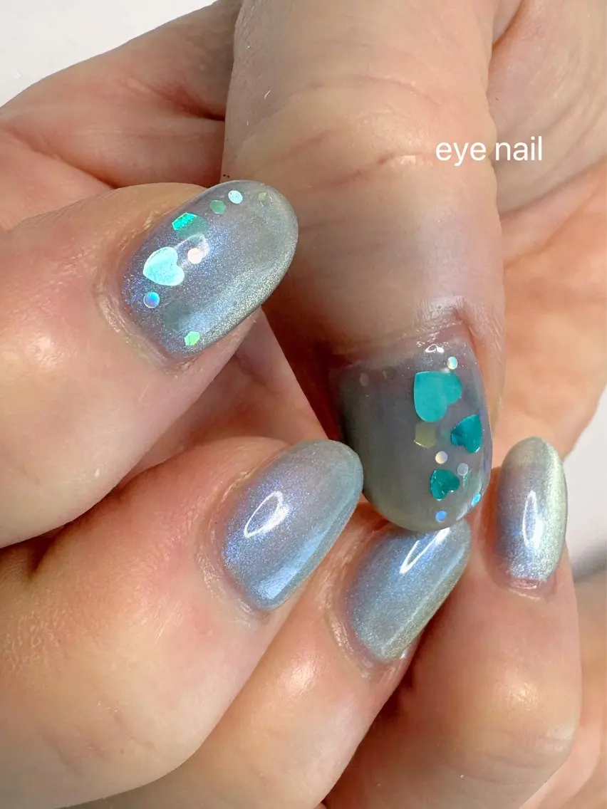 ネイル ハート マグネットネイル ストーンネイル ハンドネイル Eye nailのネイルデザイン