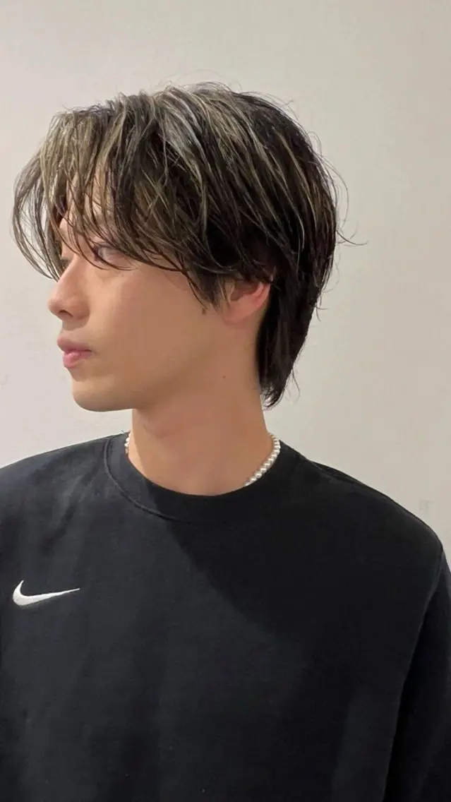 ショート カラー メンズ メンズハイライト ハイライトカラー ハイライト おくにし はなのヘアスタイル