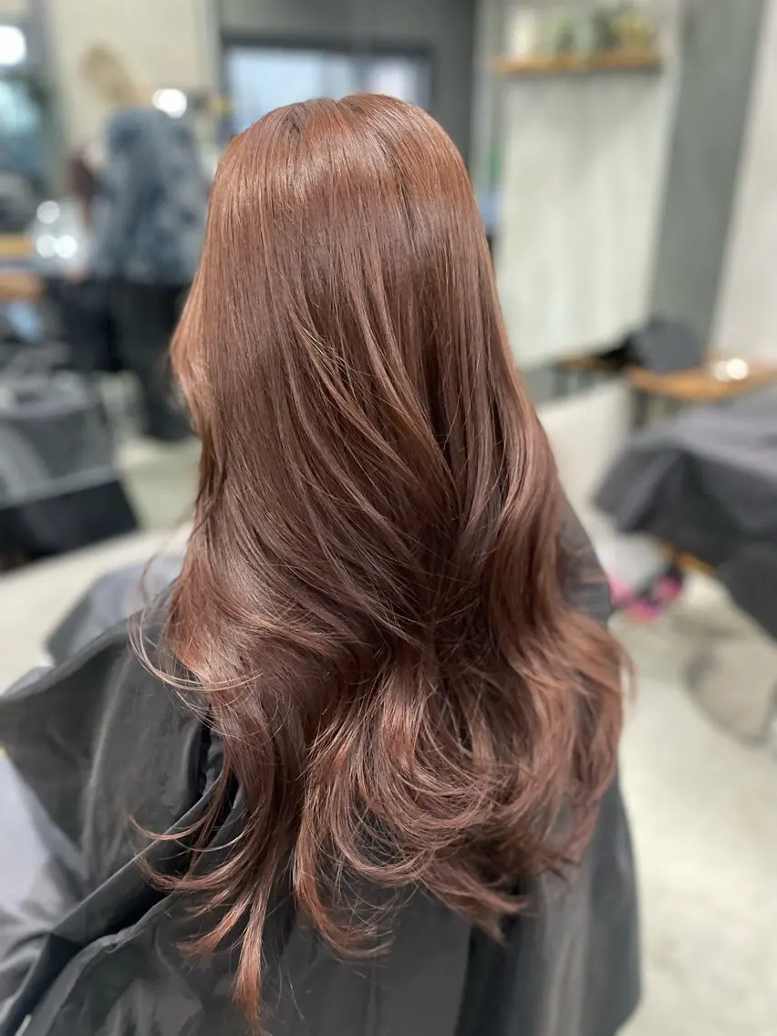 ロング カラー ベージュカラー ピンクカラー ピンクベージュ レイヤーカット AIRI layer cut hairのヘアスタイル