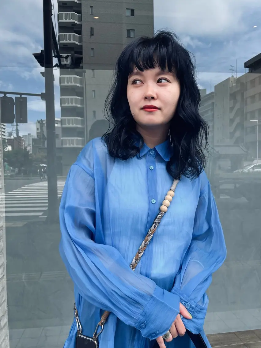 セミロング パーマ Basis 田口豪司のヘアスタイル