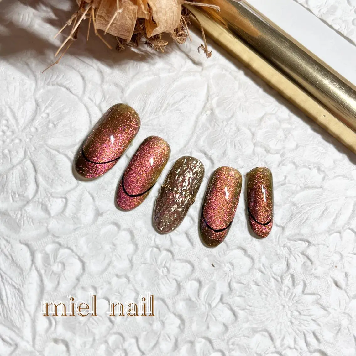 ネイル マグネットネイル ミラーネイル ハンドネイル miel nailのネイルデザイン