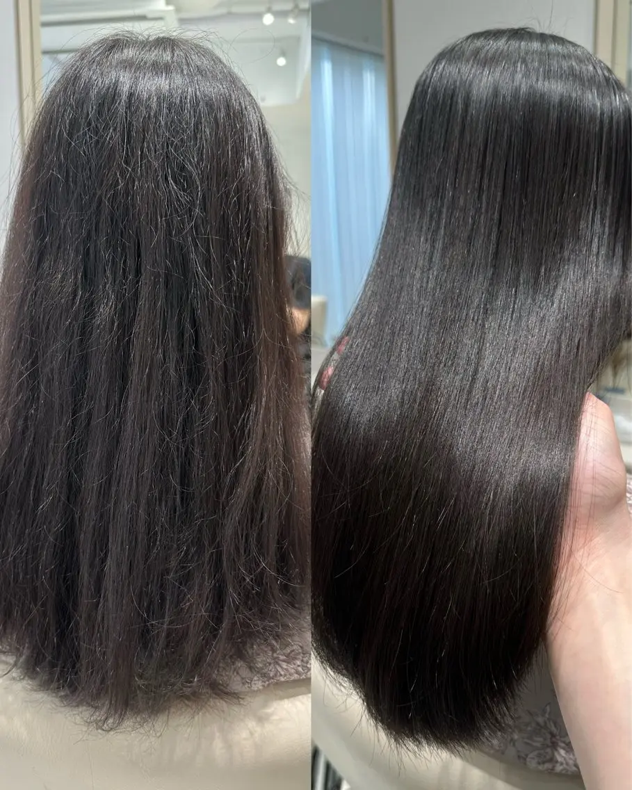 ミディアム カラー ヘアカラー 縮毛矯正 トリートメント ヘッドスパ ヘアセット 顔まわりカット/縮毛 /赤み消し/じょうのヘアスタイル