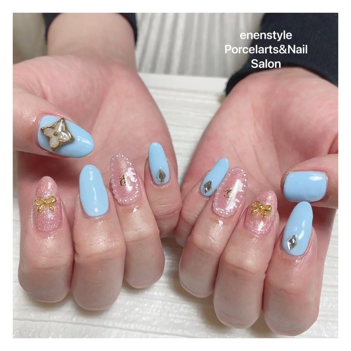 ミディアム ネイル ハンドネイル 🐾enen style 🐾のネイルデザイン