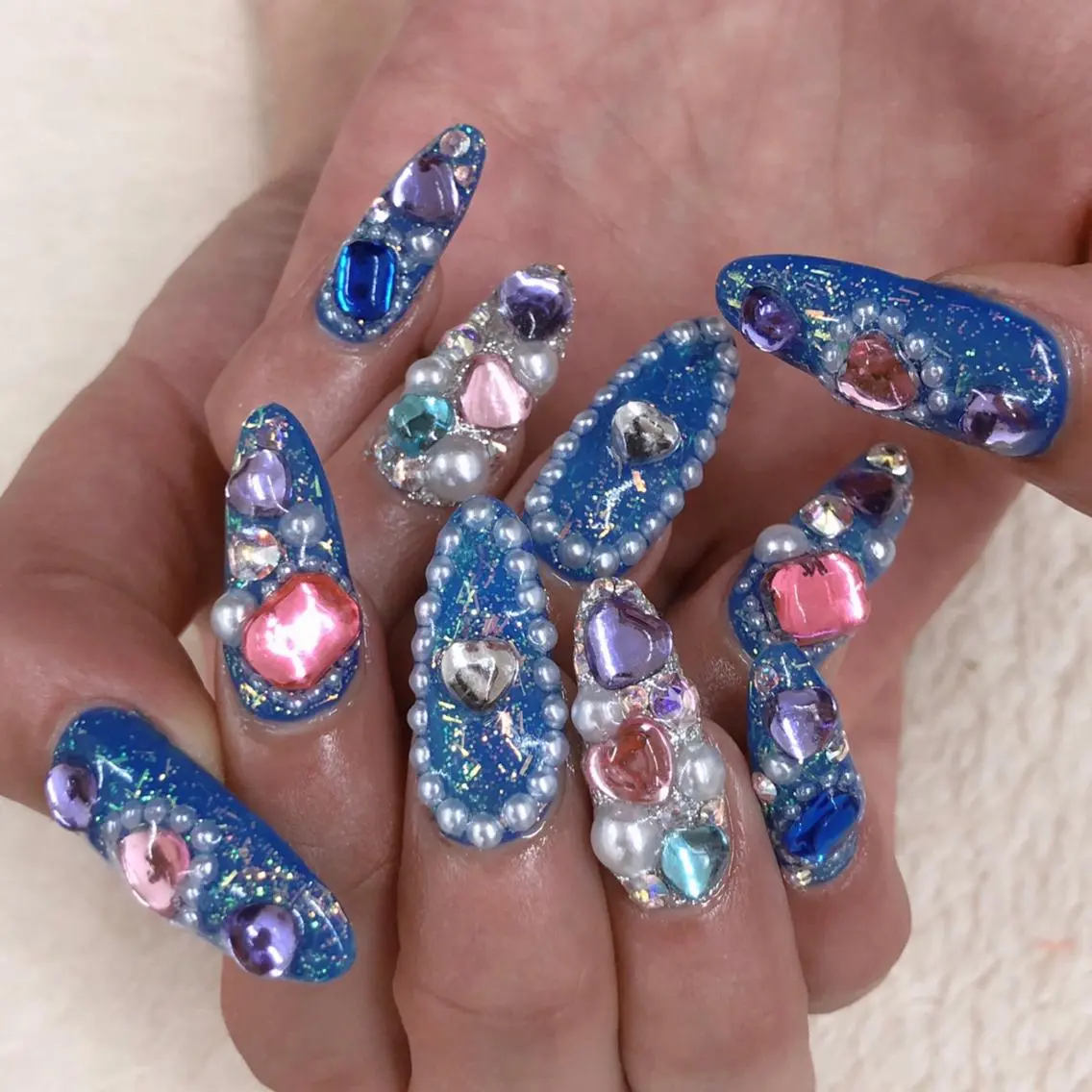 ネイル ブルー ハンドネイル MAYME TAMAKIのネイルデザイン