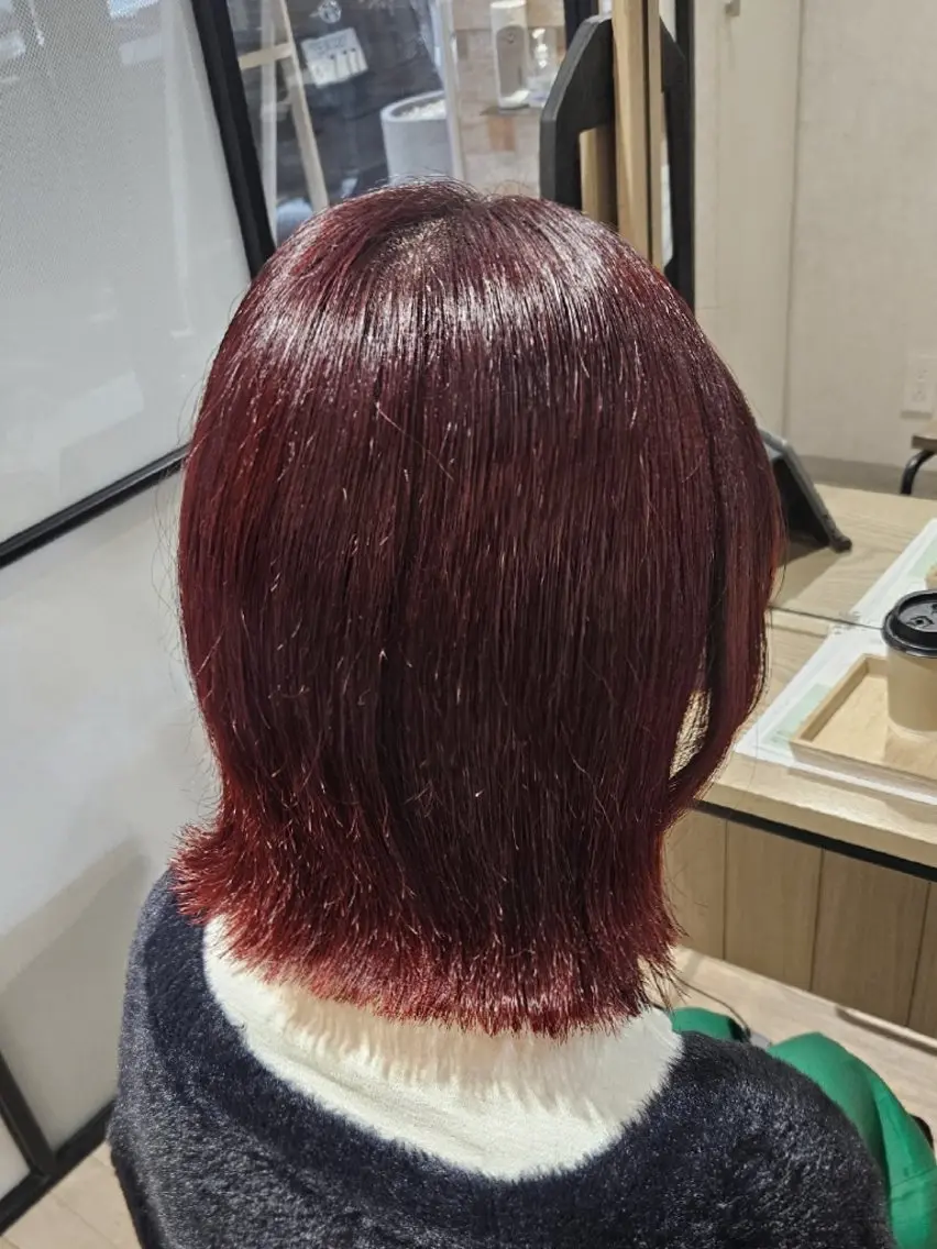 ミディアム カラー ボブ カット ヘアカラー トリートメント Miuri/ミユリ 柔らかい雰囲気ヘアのヘアスタイル
