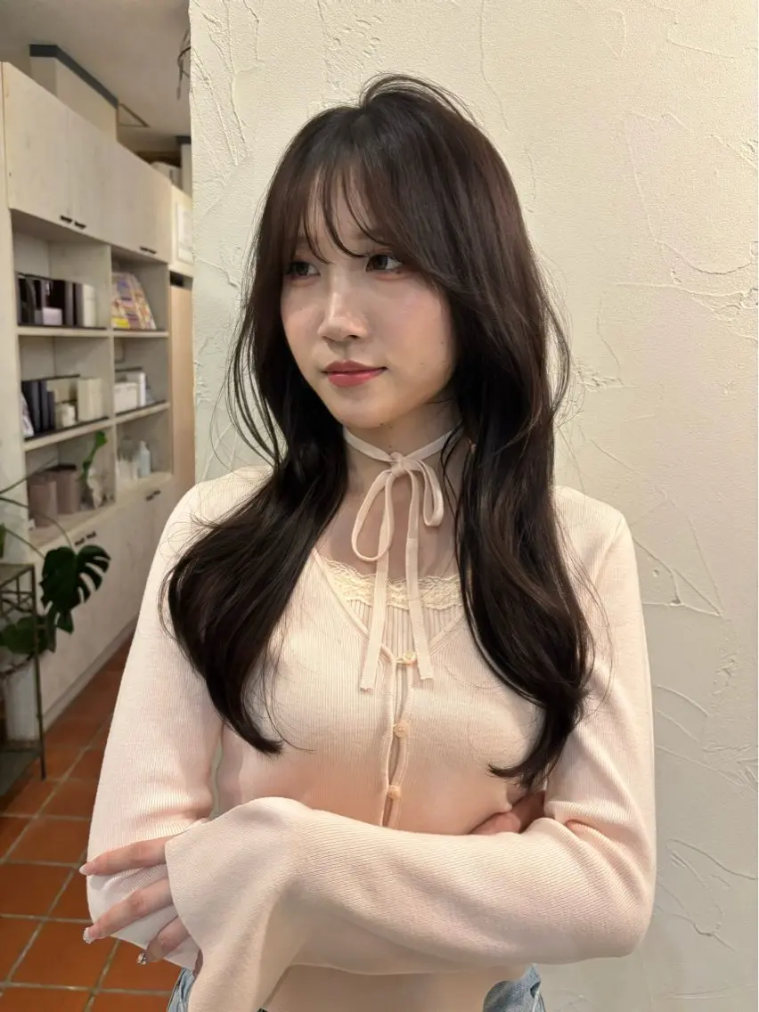 ロング カラー ブラウンカラー 韓国風カラー 韓国風ヘア カット ヘアカラー 透明感カラー🪽/ ベージュ/yukaのヘアスタイル