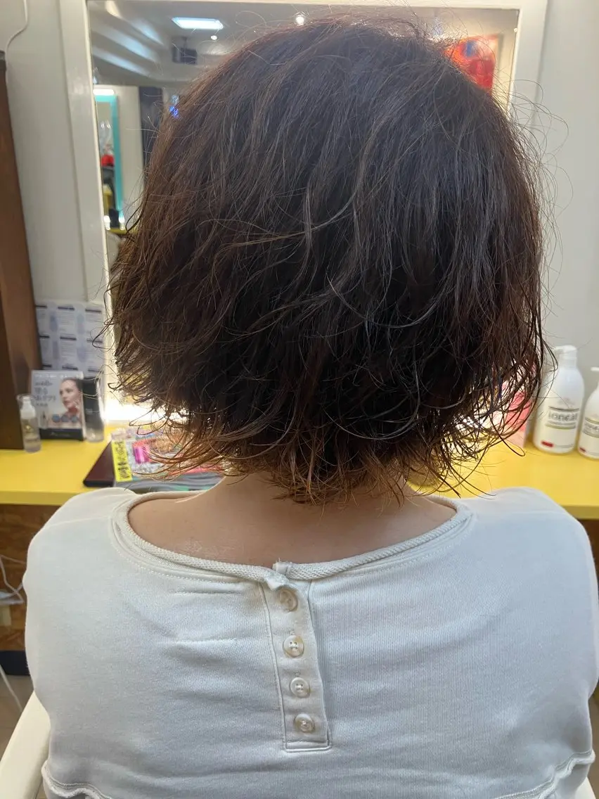 ミディアム カラー パーマ 横田 尚登のヘアスタイル