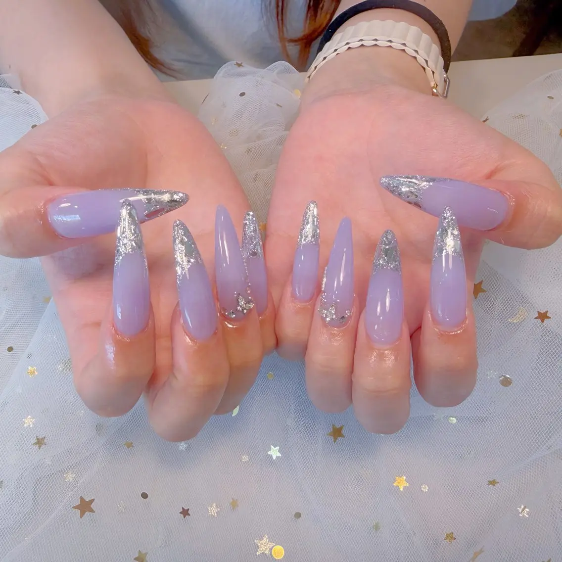 ネイル 長さ出し フレンチネイル ガラスフレンチ 持ち込み U.MI Nail Salonのネイルデザイン