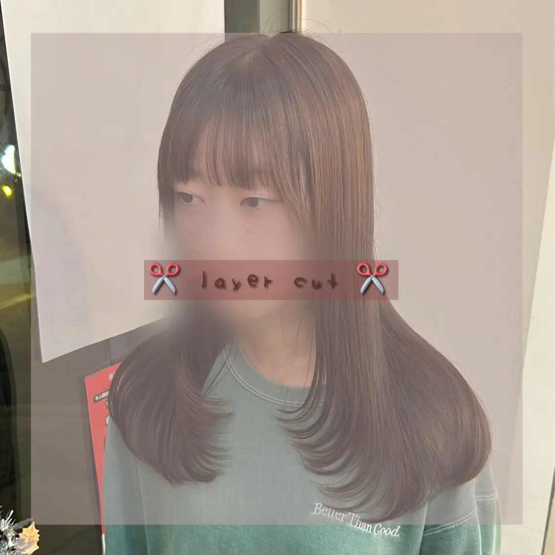 セミロング カラー ヘアカラー ✨🦄韓国風レイヤ ー🦄✨林あかりのヘアスタイル