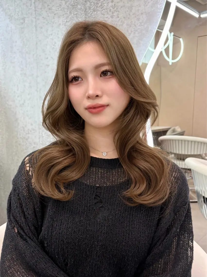 セミロング カラー ベージュカラー 透明感カラー ダブルカラー オレンジ 韓国風ヘア カット ヘアカラー トリートメント ヘアセット 縮毛矯正ブリーチなし 🍒❤ゆうきのヘアスタイル