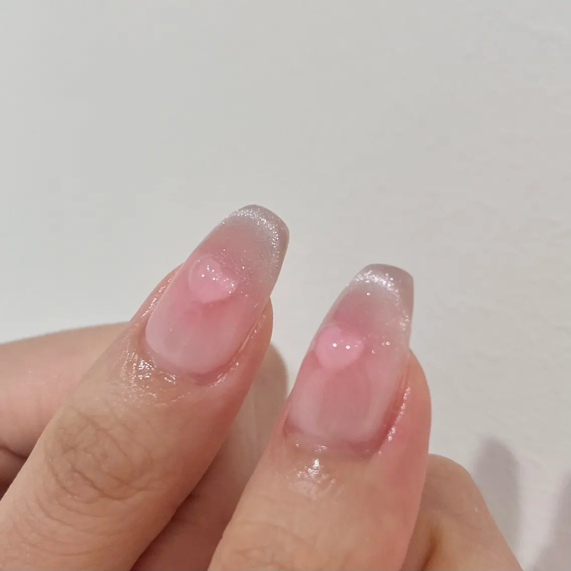 ネイル クリアネイル ハート 🎀チーク/ちゅるん 🫧chisa🎀のネイルデザイン