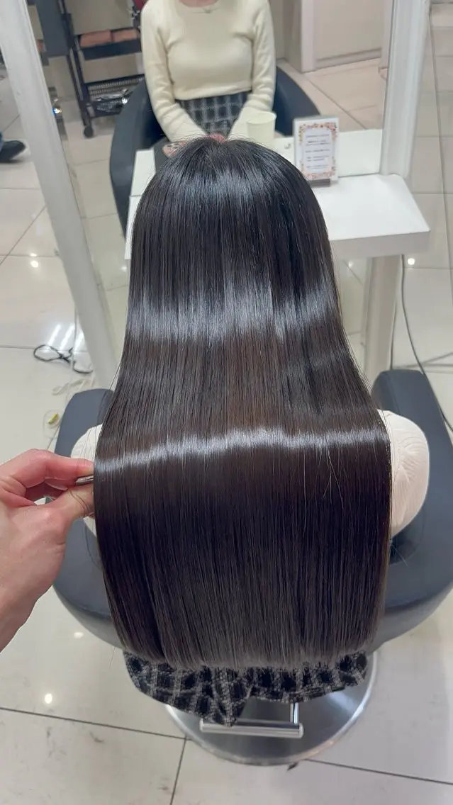 ロング パーマ カット 縮毛矯正 縮毛矯正指名No.1 艶カラー/SHIMAのヘアスタイル