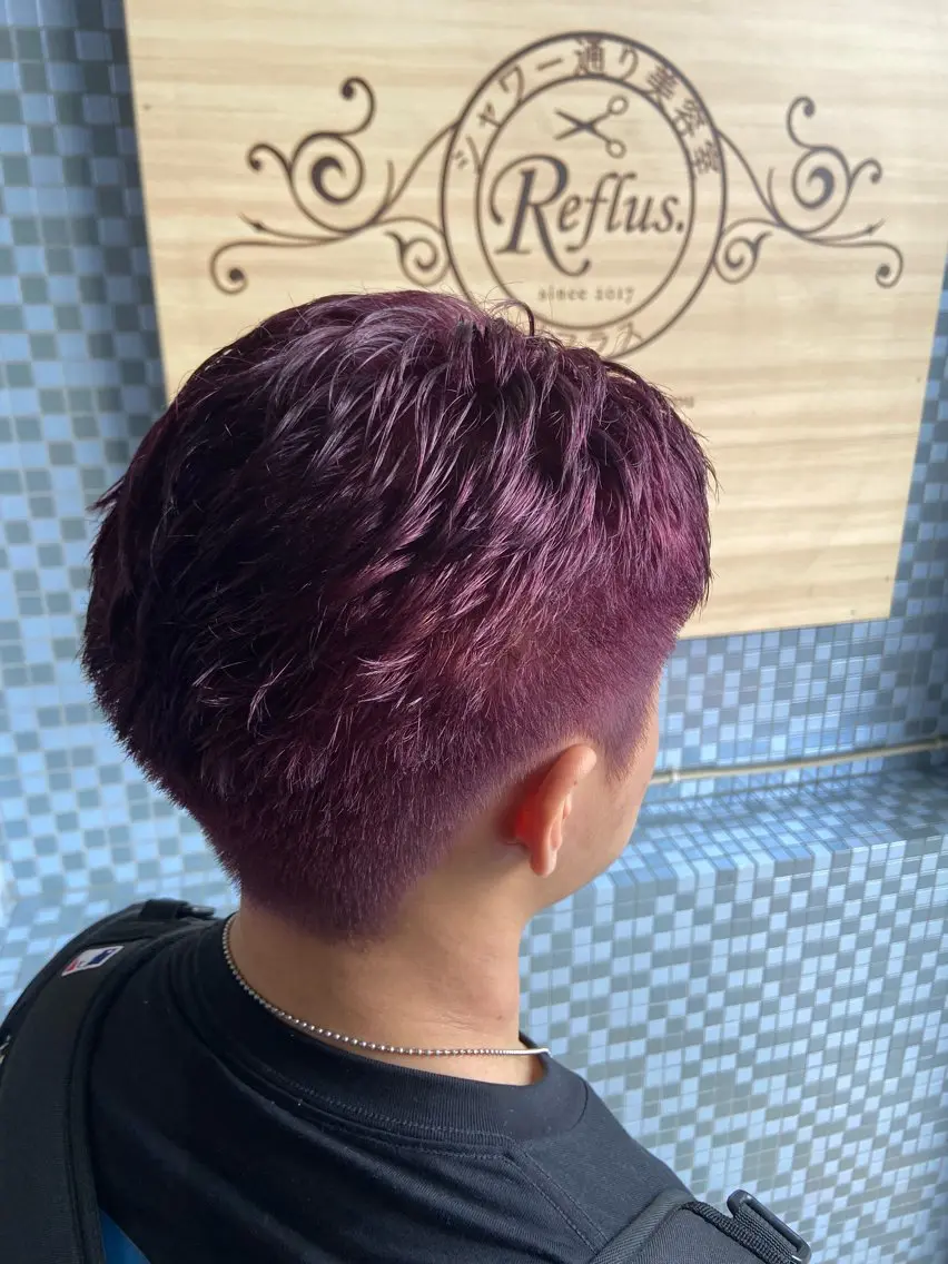 カラー メンズ メンズブリーチ ブリーチ 透明感カラー ルビー 【縮毛矯正＆カラー】 RAN.のヘアスタイル