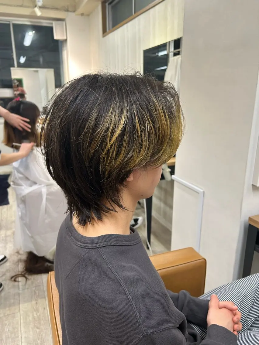 メンズ センターパート メンズ韓国風 メンズウルフカット ウルフカット カット ⚜️メンズカット・パ ーマ/ひかる⚜️のヘアスタイル